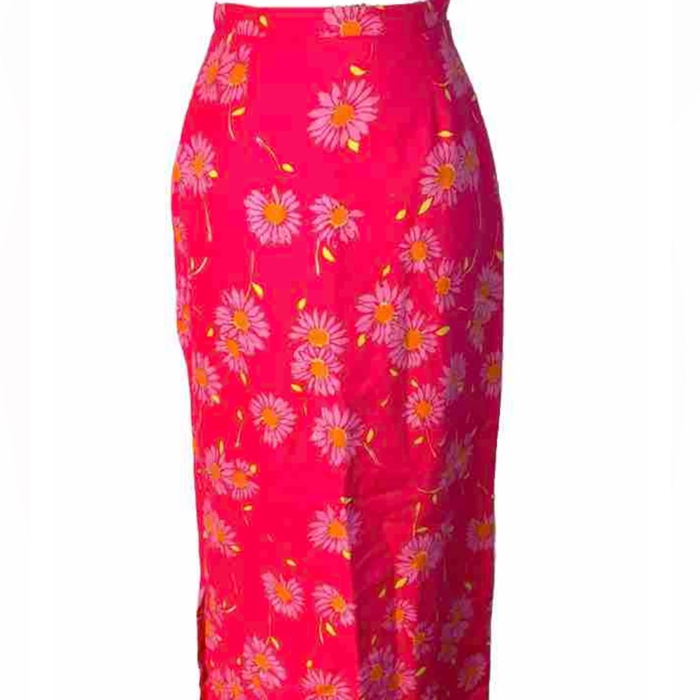 💕Vintage 90’s Lilly Pulitzer Pink Daisy Feminine Maxi Skirt
